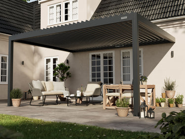 PERGOLUX Sundream S2 Pergola PERGOLUX Anthrazit 4x5m Wandmontage