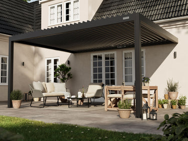 PERGOLUX Sundream S2 Pergola PERGOLUX Schwarz 4x5m Wandmontage