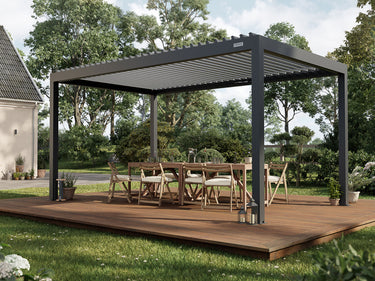 PERGOLUX Sundream S2 Pergola PERGOLUX Anthrazit Pergola mit weißem Lamellendach 3x5m Freistehend