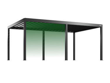 Pergolux Pergola – Auswahl der vorderen linken Seitenwand bei freistehendem Modell.