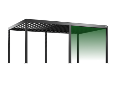 Pergolux Pergola – Auswahl der vorderen rechten Seitenwand bei freistehendem Modell.