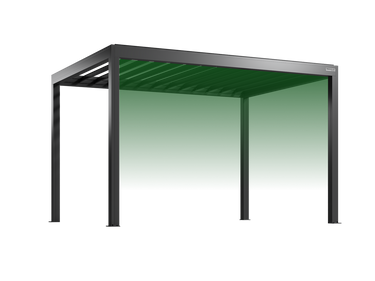 Pergolux Pergola – Auswahl der vorderen Seitenwand bei freistehendem Modell.