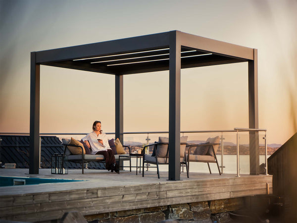 KALEMBAL Pergola-Abdeckung 6 X 5 M - Extrem Widerstandsfähig - Wasserdicht - UV-beständig - Made In France - Elfenbein - Ösen