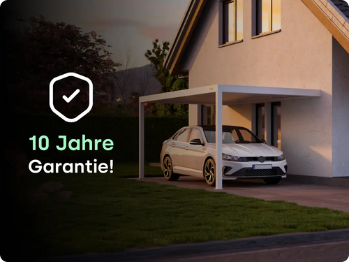 Pergolux Carport mit 10 Jahren Garantie – langlebiger Wetterschutz fürs Zuhause.