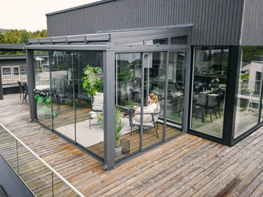PERGOLUX Glaswände S1  PERGOLUX Schiebeglas mit Rahmen Anthrazit 4m
