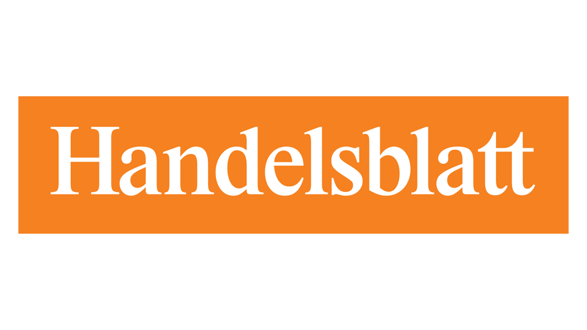 Handelsblatt Logo mit orangem Hintergrund