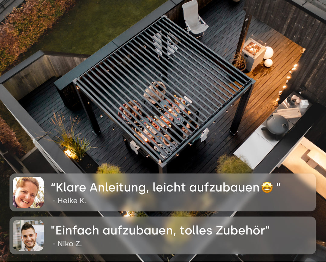 3x3 Pergolux Pergola anthrazit mit positiven Kommentaren von Kunden