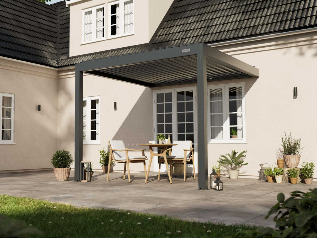 PERGOLUX Pergola S2 Pergola PERGOLUX Anthrazit 3x3m Wandmontage