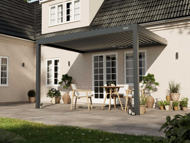 PERGOLUX Pergola S2 Pergola PERGOLUX Anthrazit 3x4m Wandmontage