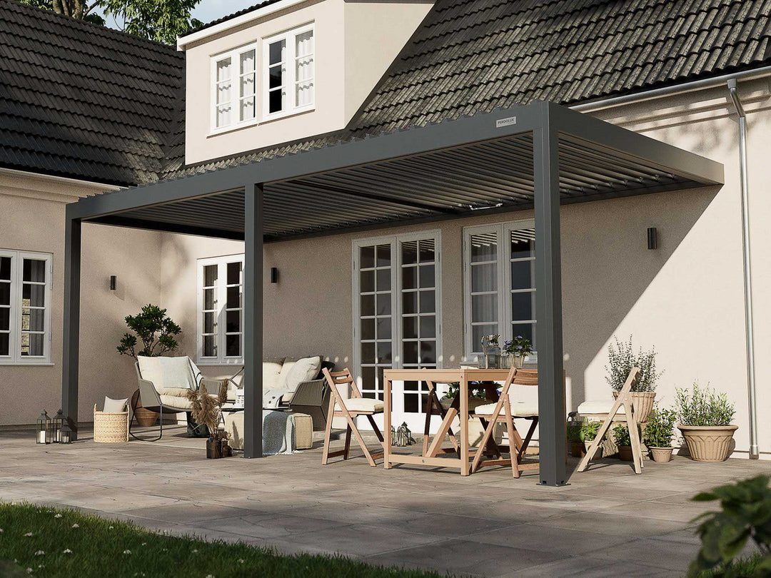 PERGOLUX Pergola S2 Pergola PERGOLUX Anthrazit 3x6m Wandmontage