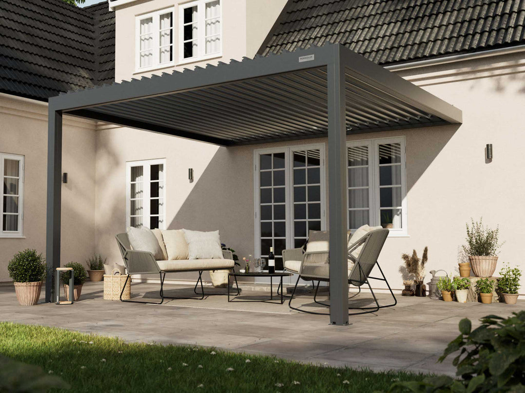 PERGOLUX Pergola S2 Pergola PERGOLUX Anthrazit 4x4m Wandmontage