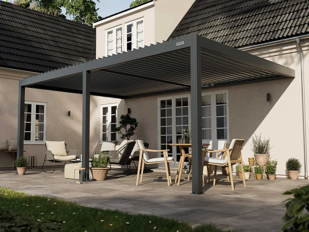 PERGOLUX Pergola S2 Pergola PERGOLUX Anthrazit 4x6m Wandmontage