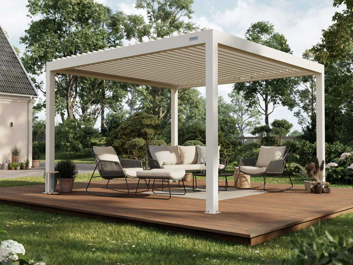 PERGOLUX Pergola S2 Pergola PERGOLUX Weiß 4x4m Freistehend