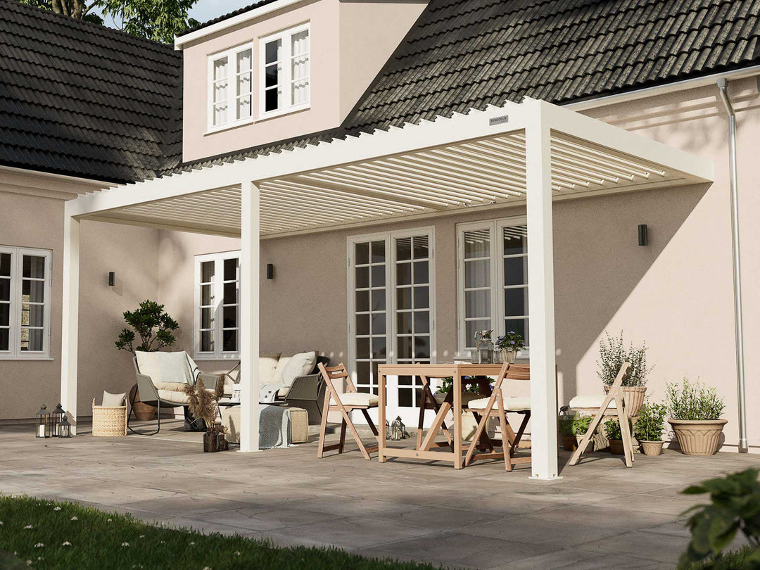 PERGOLUX Pergola S2 Pergola PERGOLUX Weiß 3x6m Wandmontage