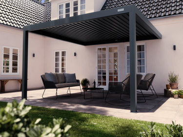 PERGOLUX Pergola S3 Anthrazit Wandmontiert 4x4m