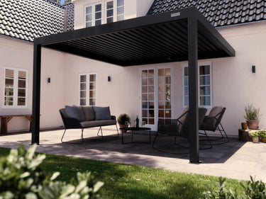 PERGOLUX Pergola S3 Schwarz Wandmontiert 4x4m