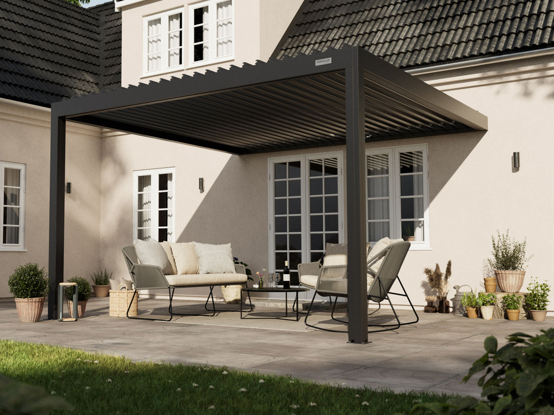 PERGOLUX Sundream S2 Pergola PERGOLUX Schwarz 4x4m Wandmontage