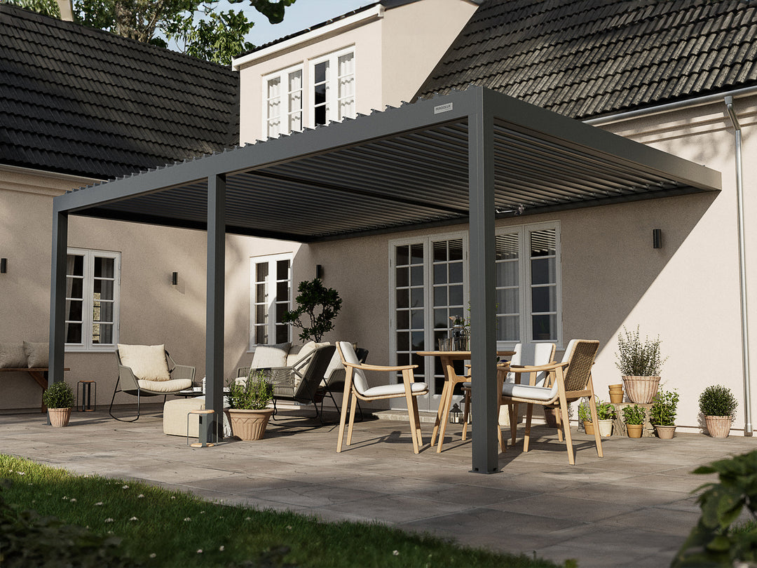 PERGOLUX Sundream S2 Pergola PERGOLUX Anthrazit 4x6m Wandmontage