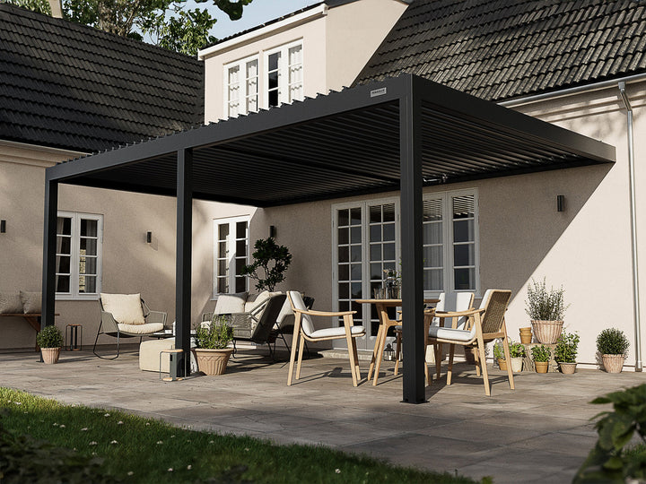 PERGOLUX Sundream S2 Pergola PERGOLUX Schwarz 4x6m Wandmontage